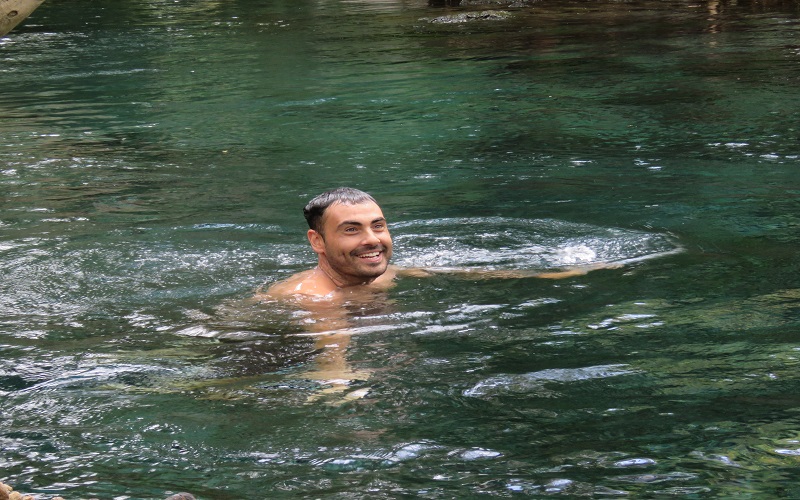 swimming at chemka hotspring